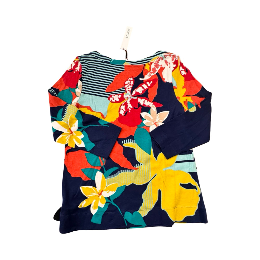 Top 3/4 Sleeve By Chicos In Multi, Size:M