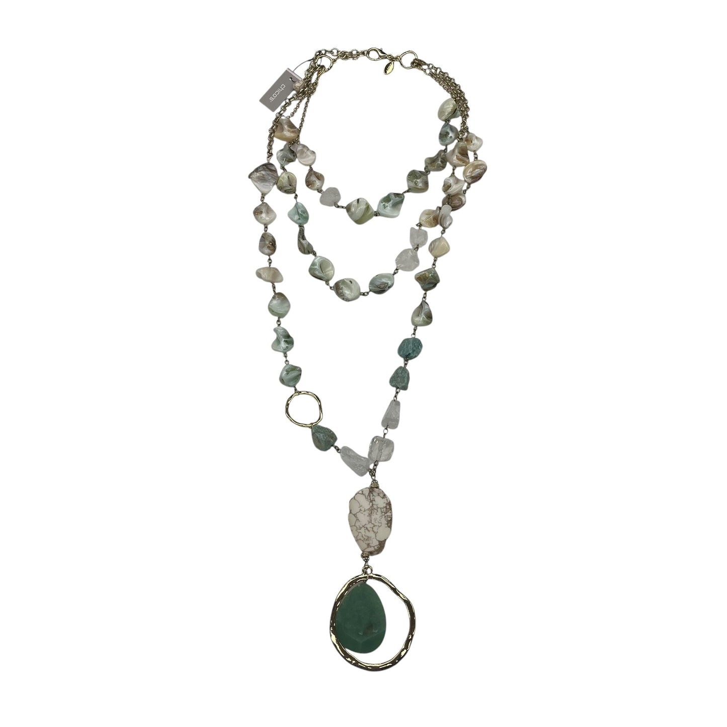 Necklace Charm By Chicos In Green & Silver