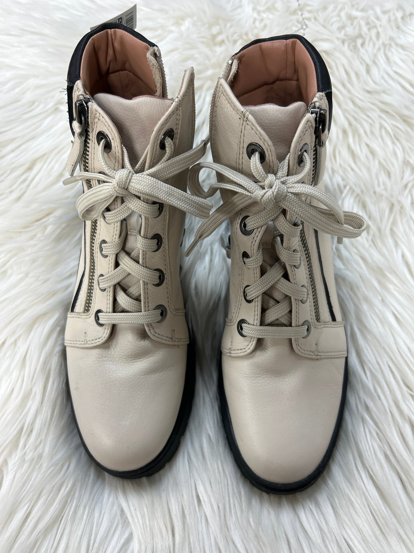 Boots Ankle Flats By Linea Paolo In Cream, Size:8.5