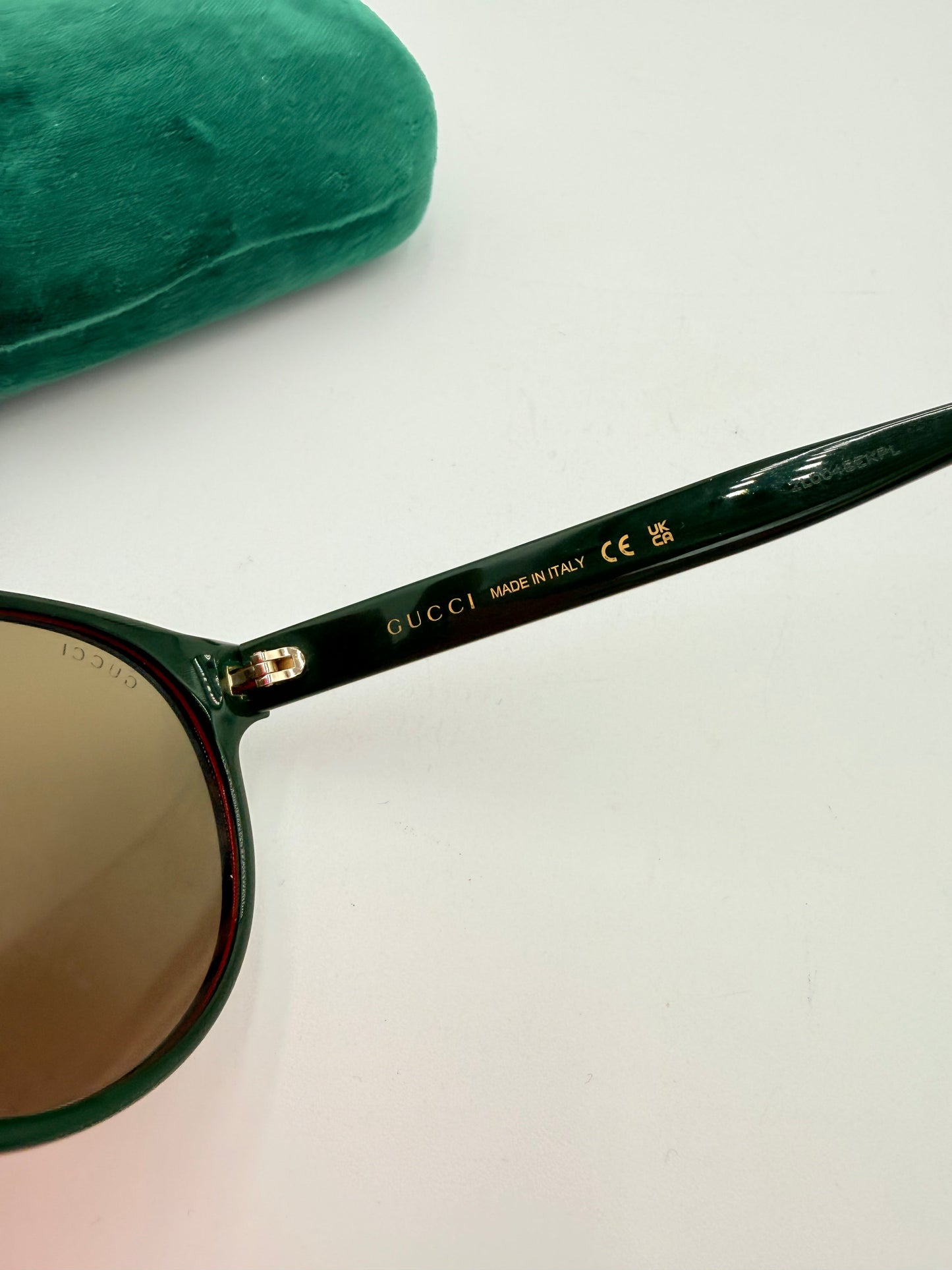 Sunglasses Luxury Designer By Gucci In Brown & Green