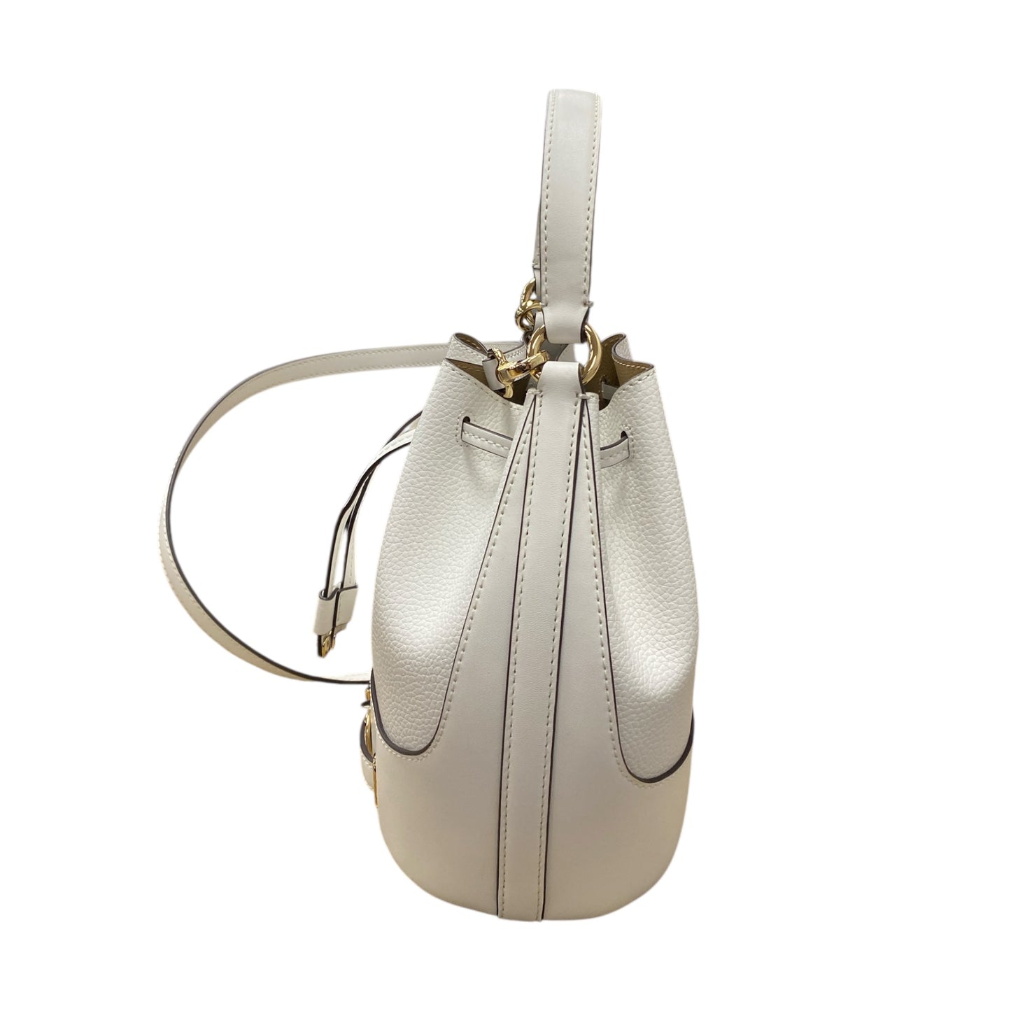 Handbag Designer By Michael Kors In Gold & White, Size:Medium