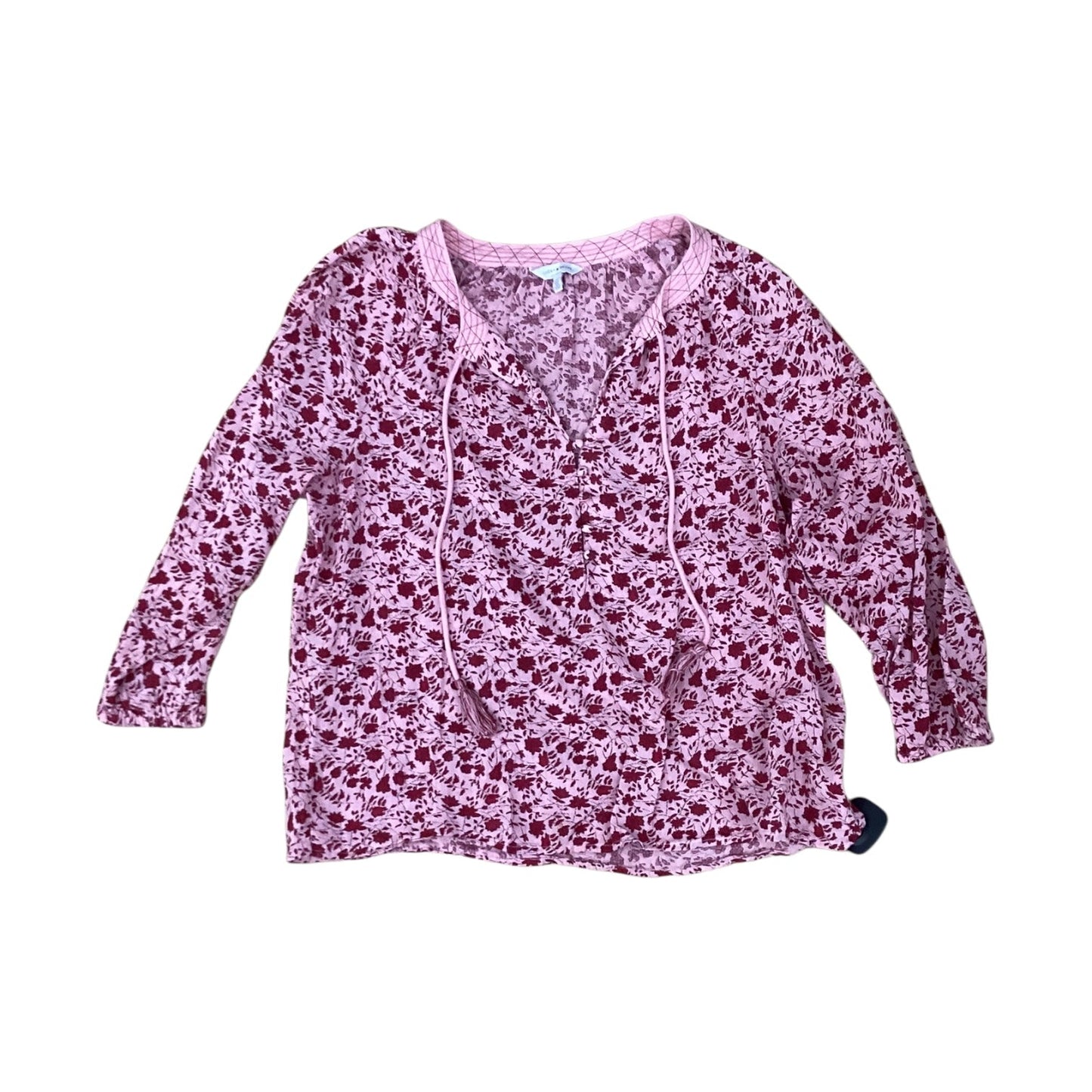 Top 3/4 Sleeve By Lucky Brand In Pink & Red, Size:S