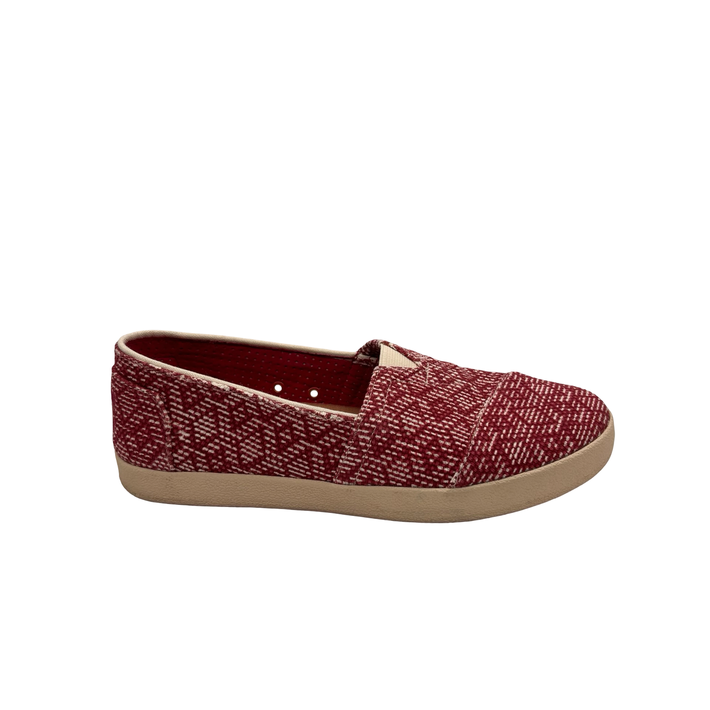 Shoes Flats By Toms In Red & White, Size:8