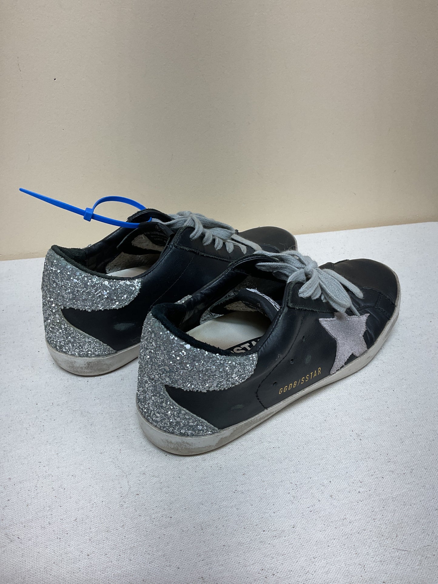 Shoes Luxury Designer By Golden Goose In Black & Silver, Size:36