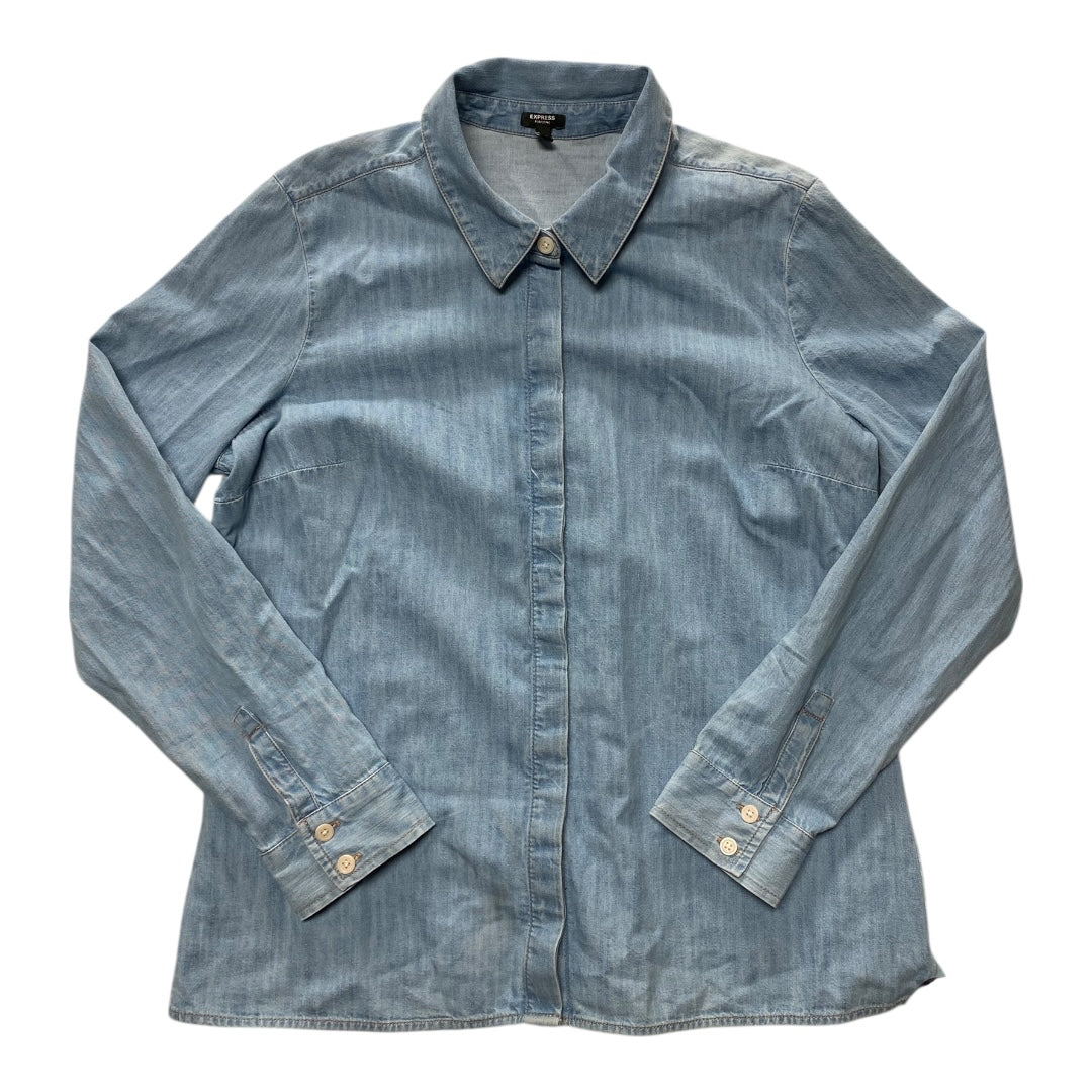 Top Ls By Express In Blue Denim, Size:L