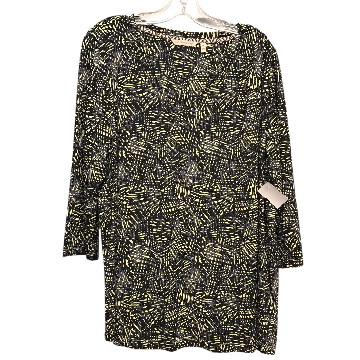 Top Ls By Soft Surroundings In Black & Yellow, Size:Xl