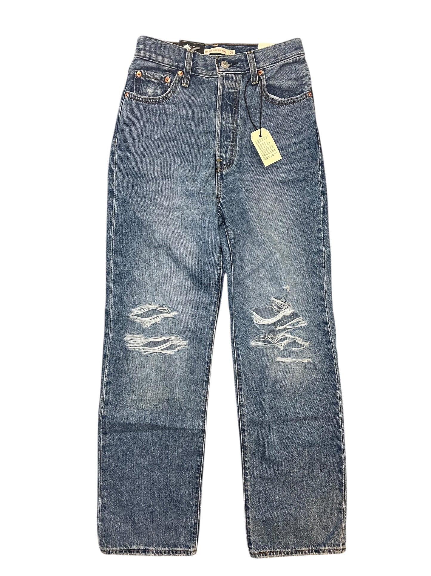 Jeans Straight By Levis In Blue Denim, Size:0