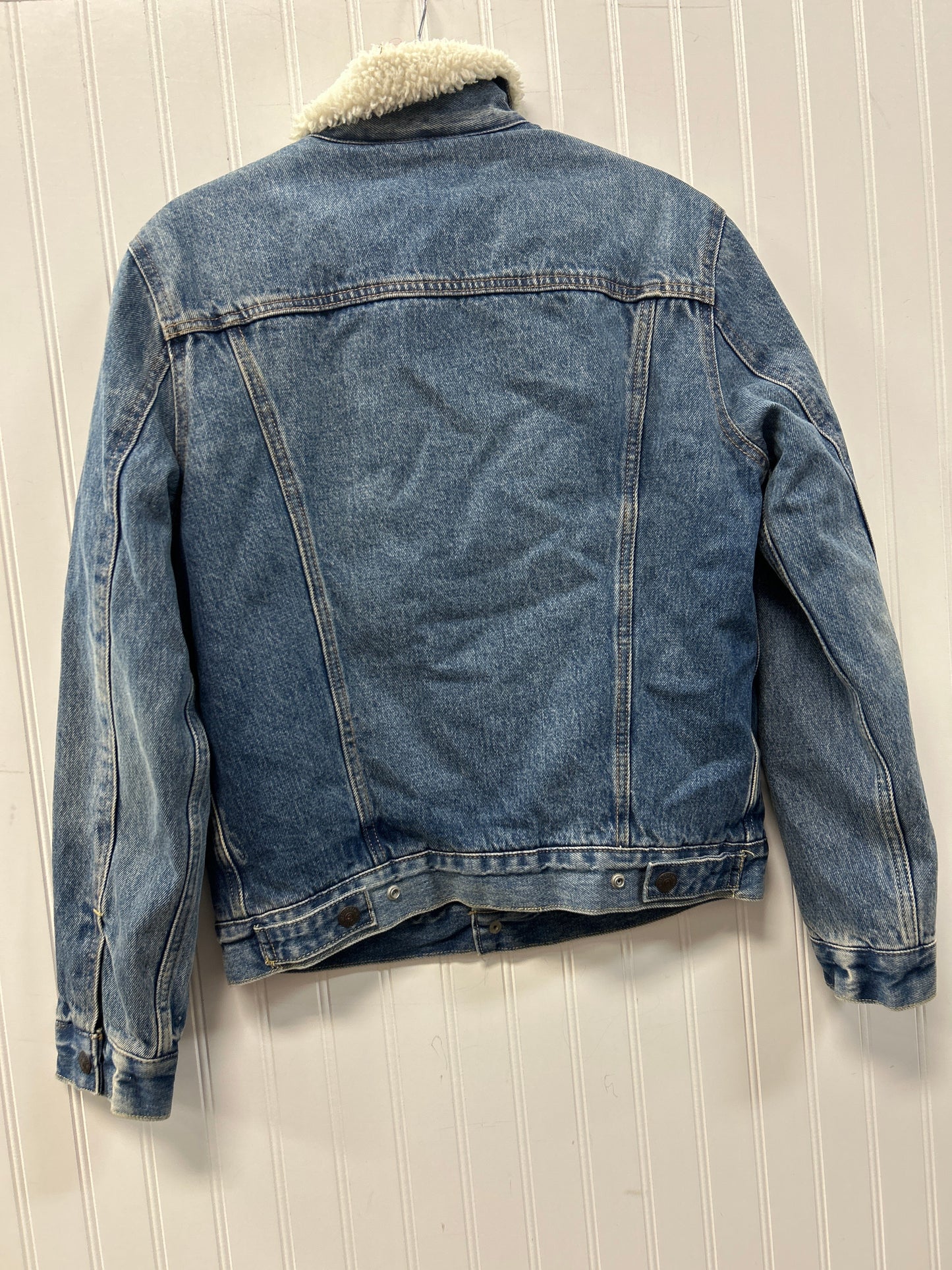 Jacket Faux Fur & Sherpa By Levis In Blue Denim, Size:S
