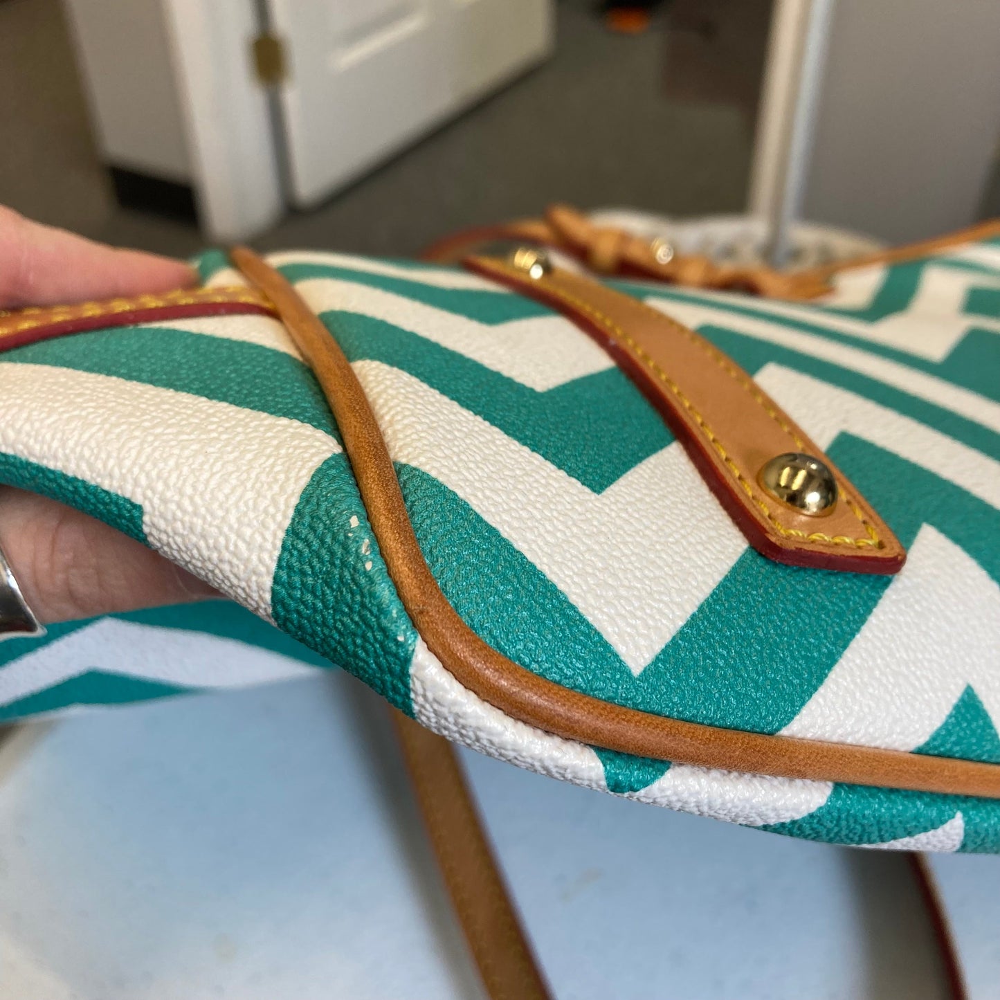 Handbag Designer By Dooney And Bourke In Teal, Size:Large