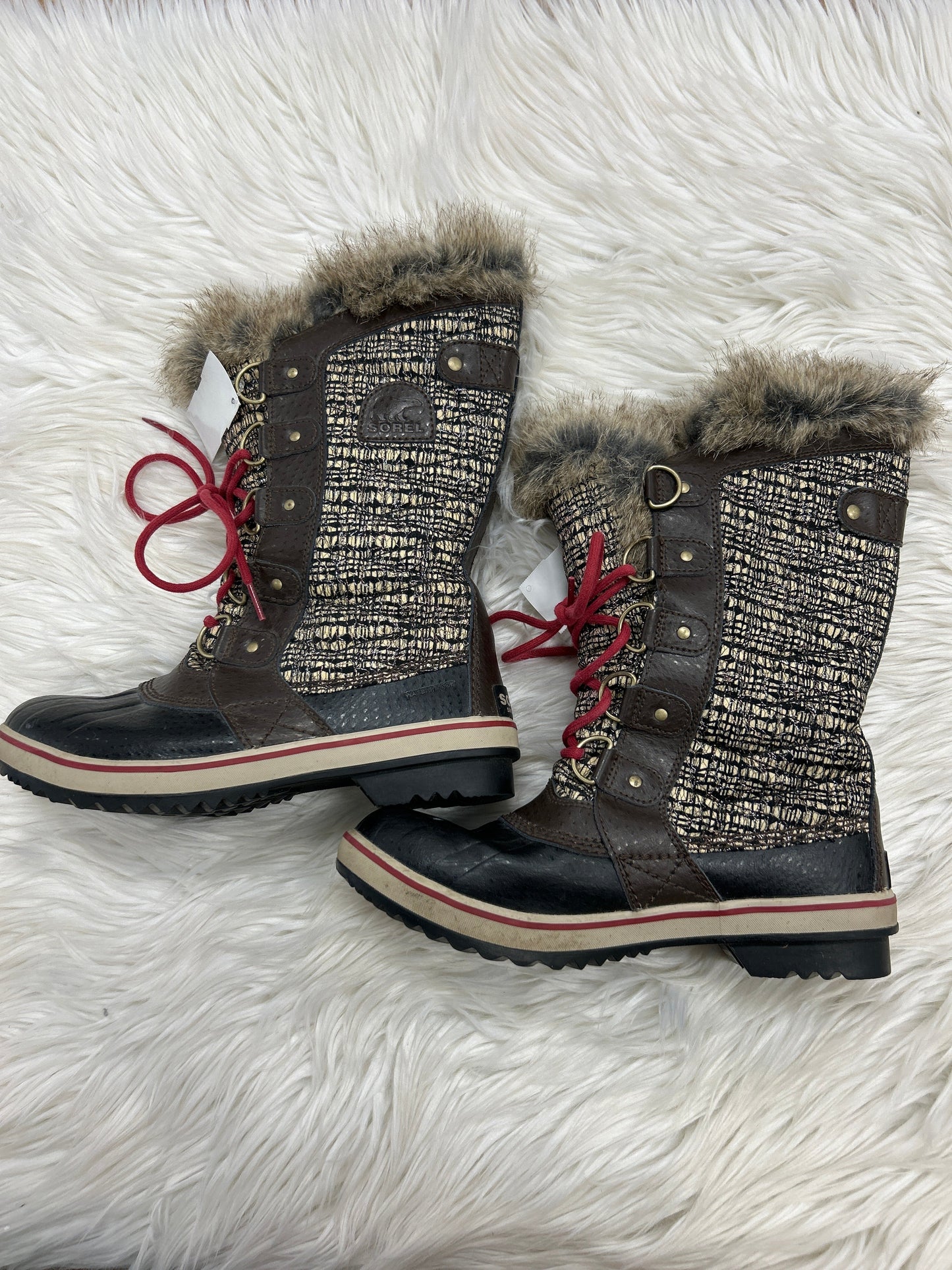 Boots Mid-Calf Flats By Sorel In Brown, Size:7.5
