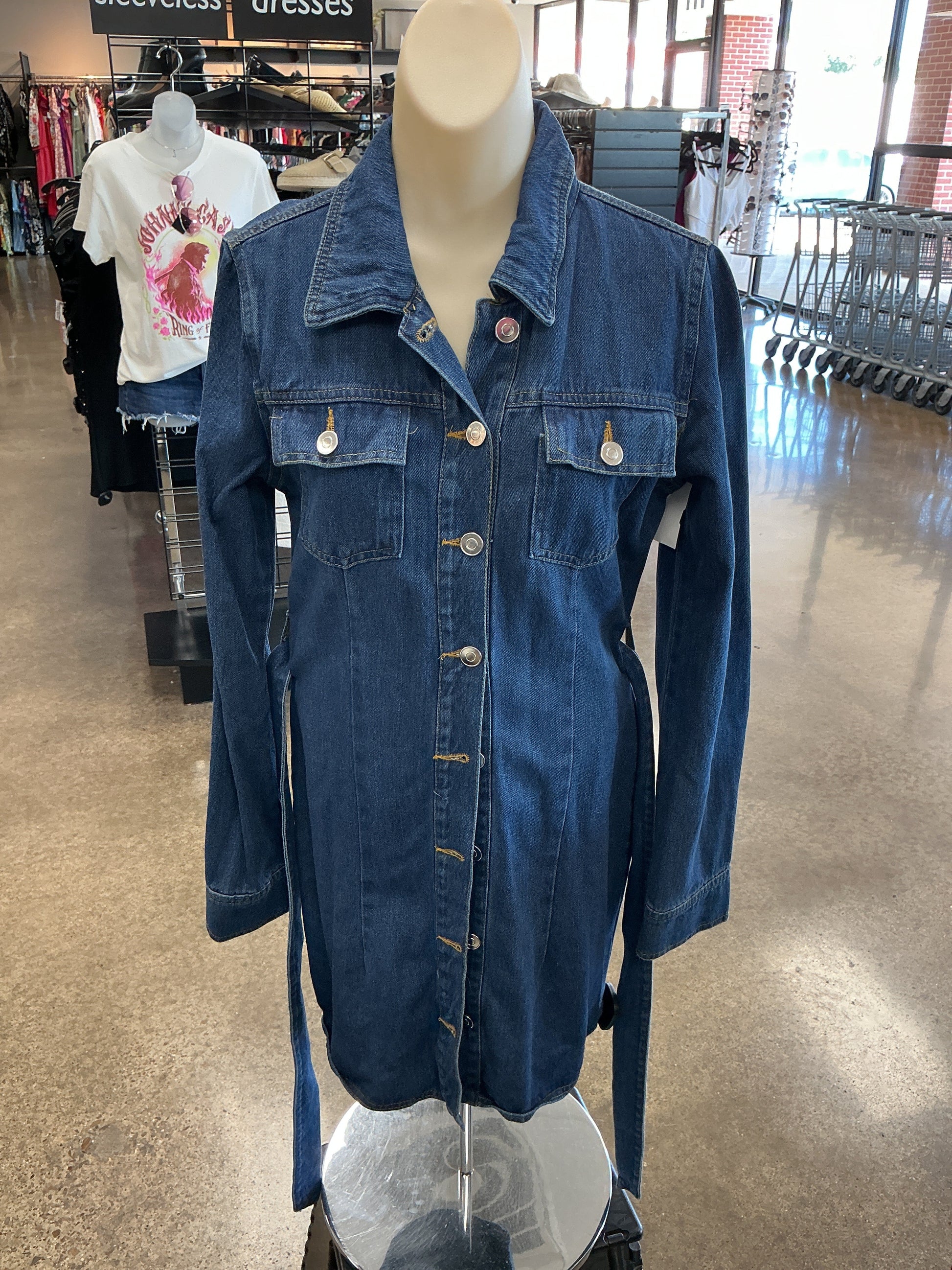 Dress Casual Short By Blu Pepper In Blue Denim, Size:L