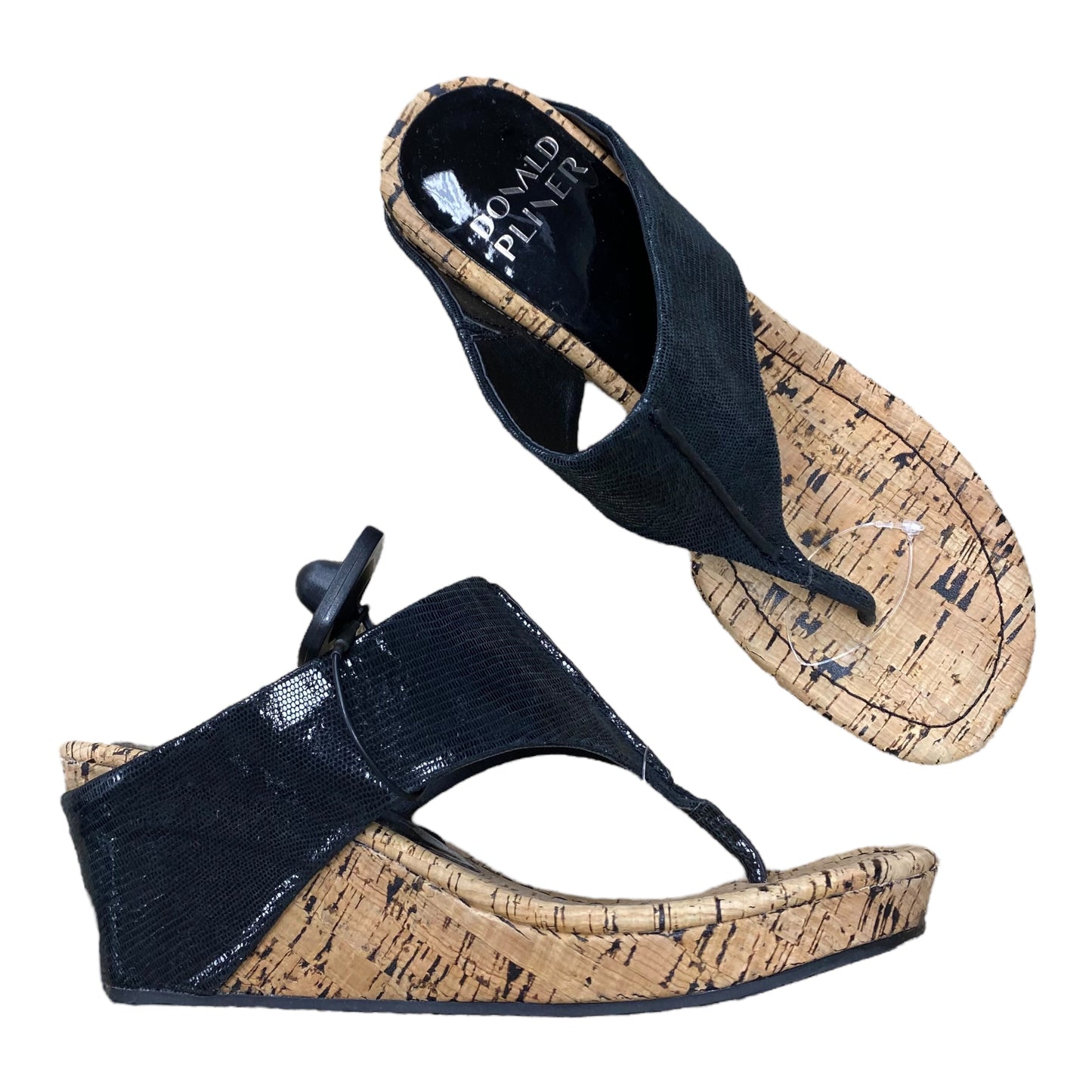 Sandals Heels Wedge By Donald Pliner In Black & Brown, Size:8