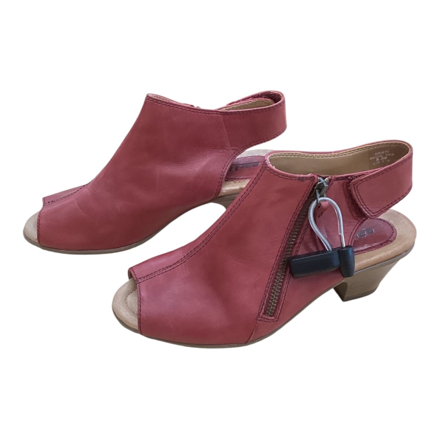 Shoes Heels Block By Earth In Red, Size:5.5