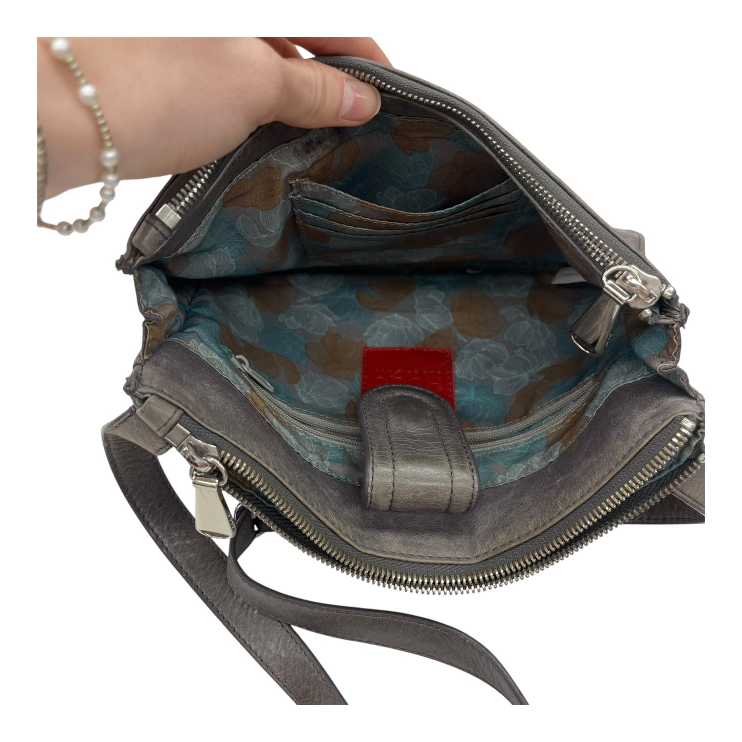 Crossbody Leather By Hobo Intl In Grey, Size:Medium