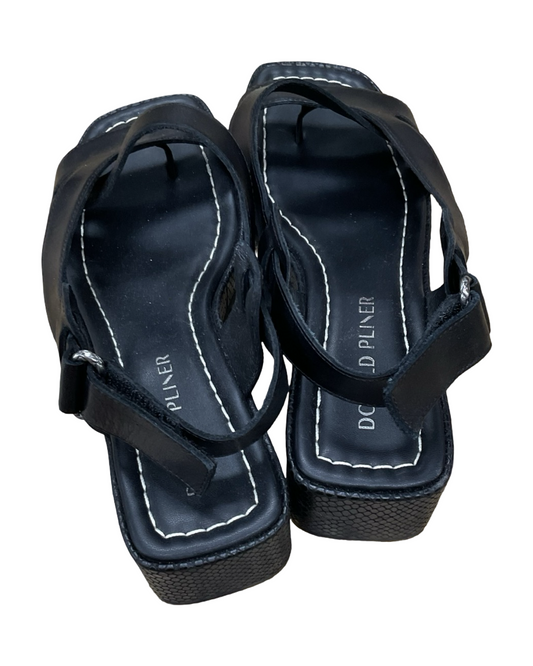 Sandals Heels Block By Donald Pliner In Black, Size:7.5