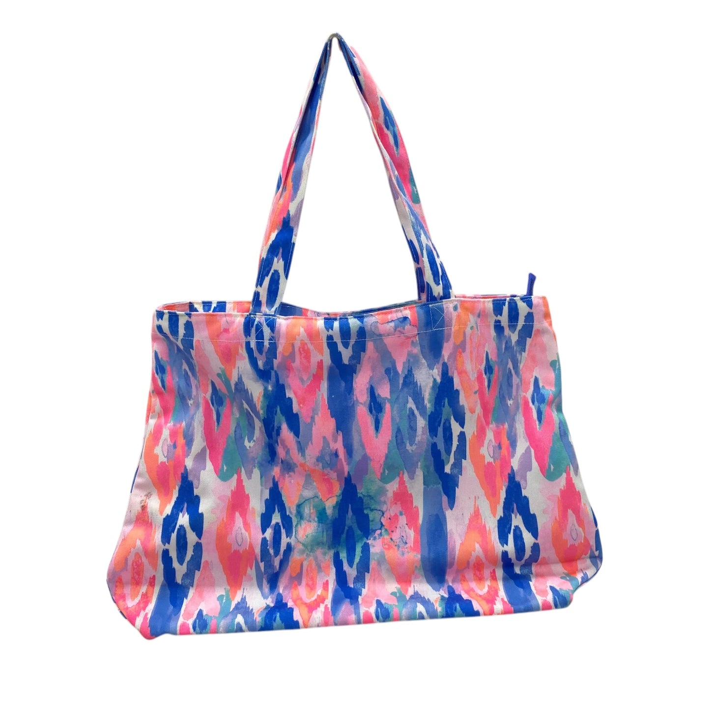 Tote By Clothes Mentor In Blue & Pink, Size:Large