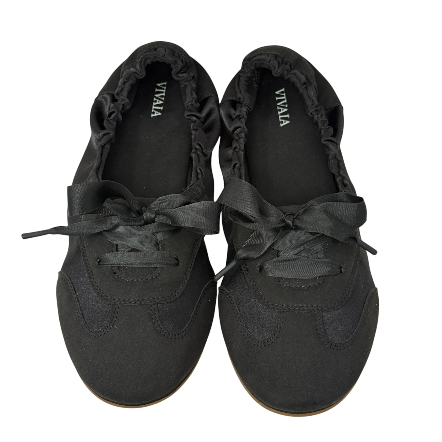 Yanka Round-Toe Satin Sneakerinas By Vivaia In Black, Size: 10.5