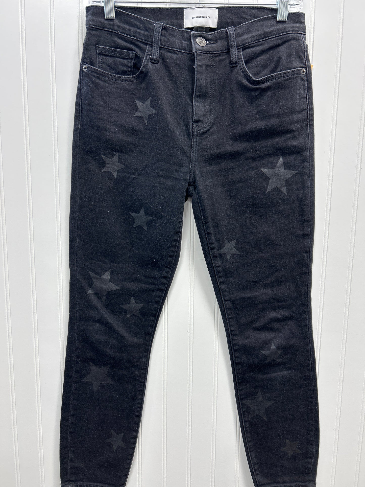 Jeans Skinny By Current Elliott In Black Denim, Size:6