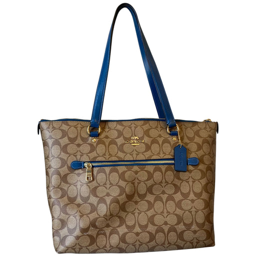 Tote Designer By Coach In Blue & Brown, Size:Large