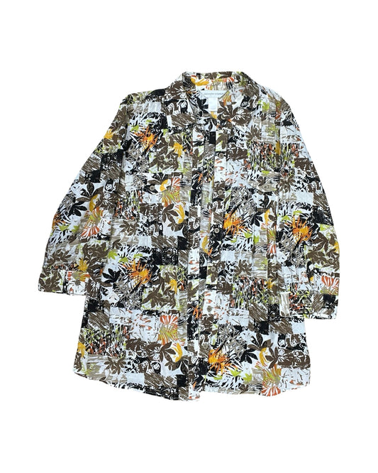 Blouse Ls By Christopher And Banks In Brown & Cream, Size:S