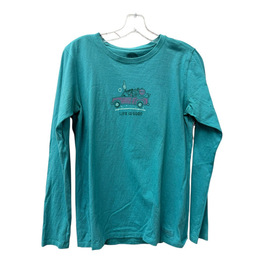 Athletic Top Ls Crewneck By Life Is Good In Teal, Size:M
