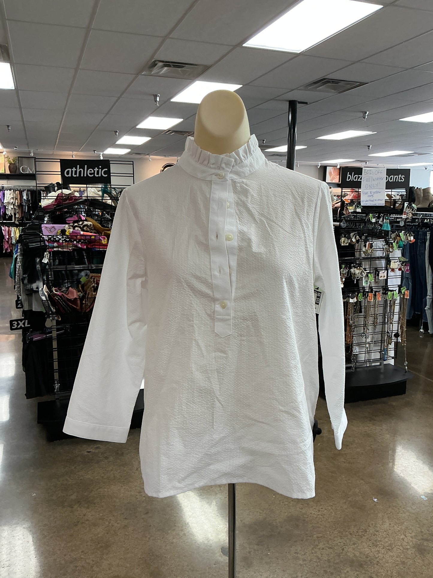 Top Ls By Foxcroft In White, Size:Xs