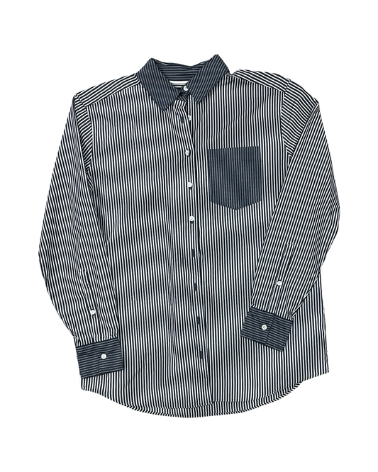 Blouse Ls By Brooks Brothers In Blue & White, Size:S