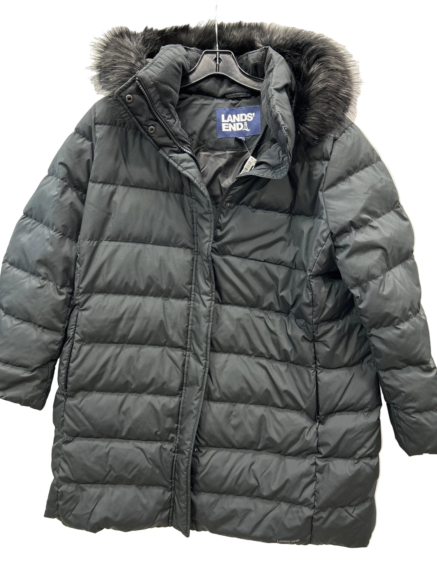 Coat Puffer & Quilted By Lands End In Black, Size:1X