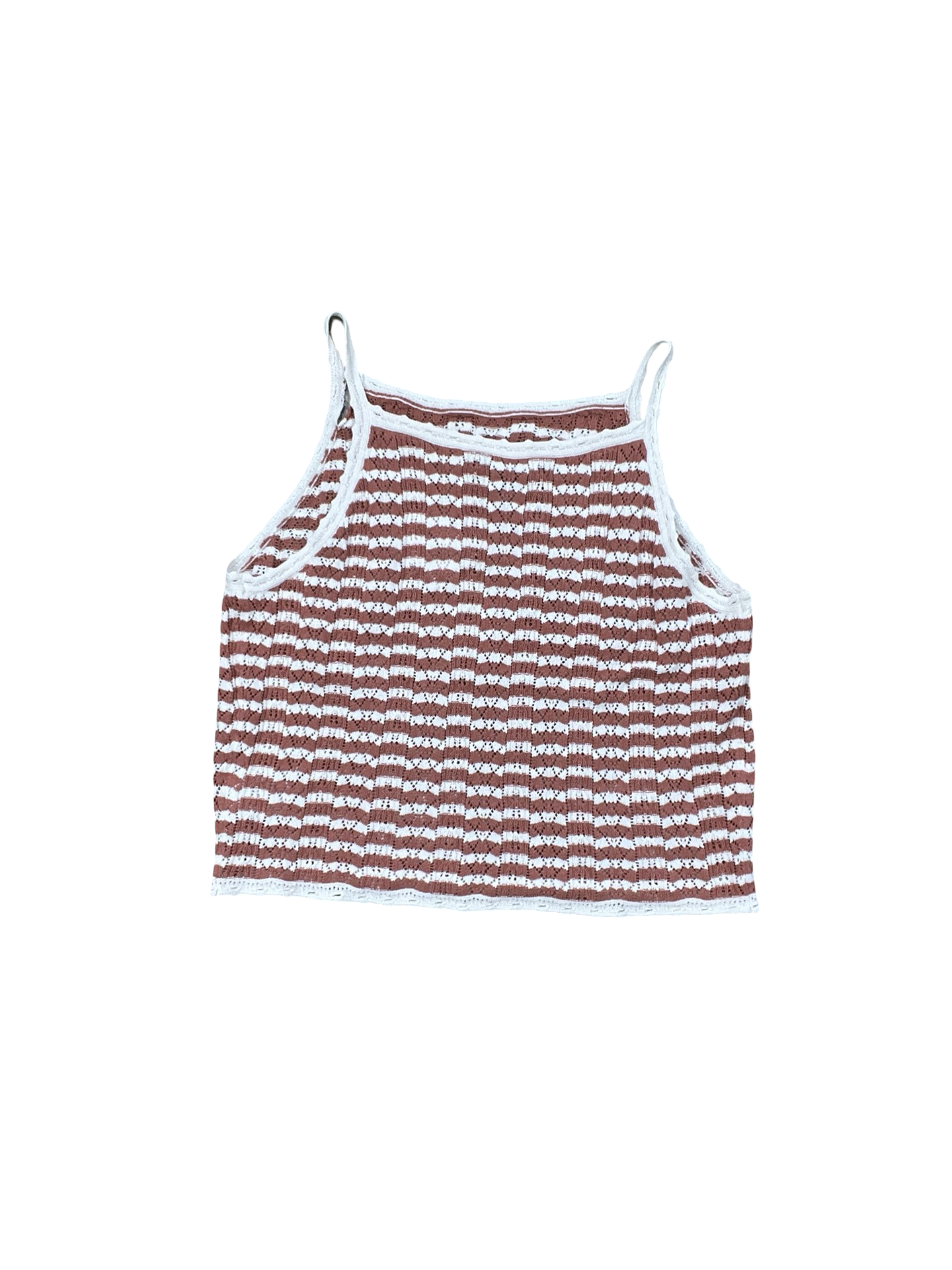 Top Sleeveless By American Eagle In Orange & White, Size:L