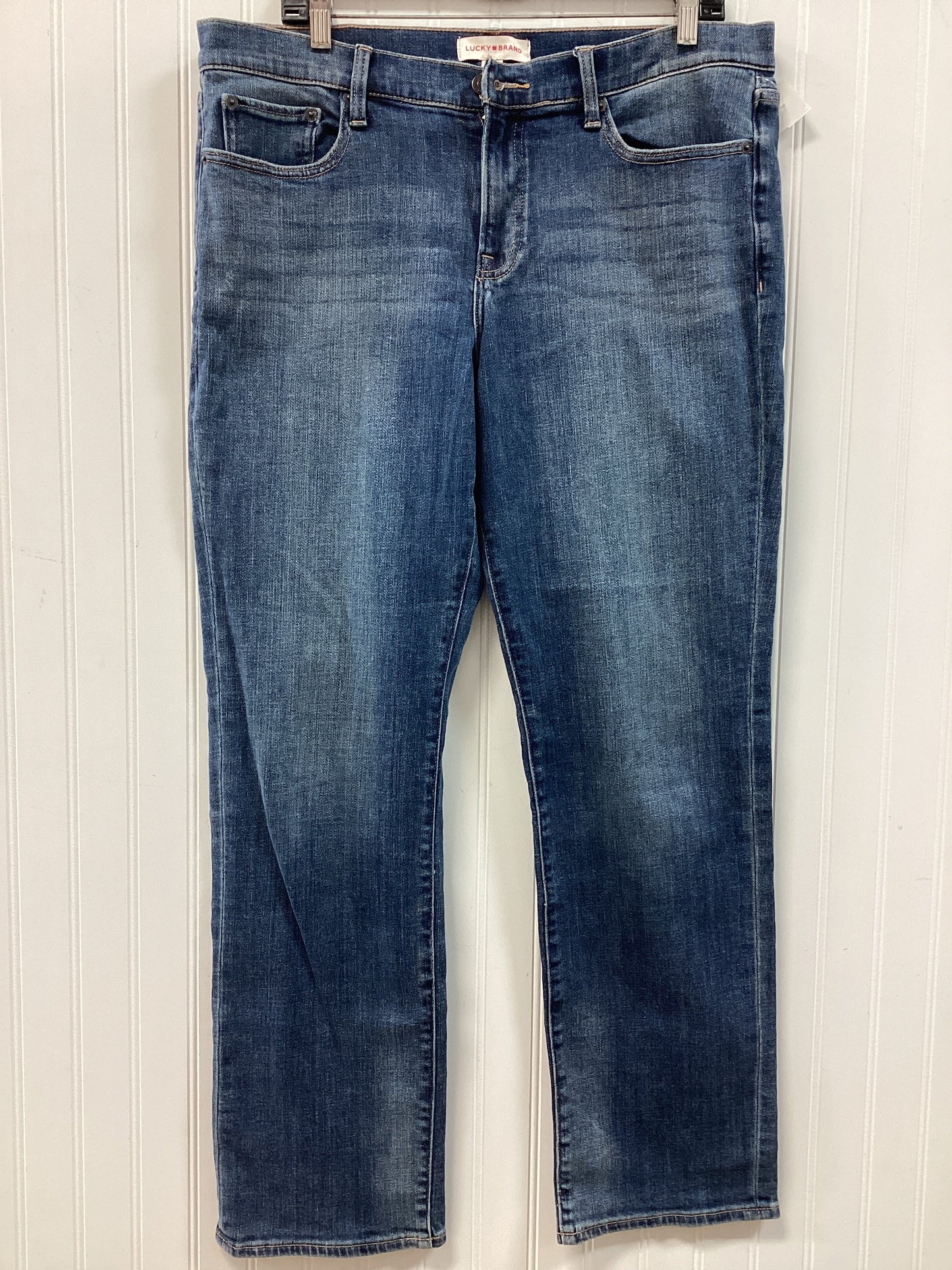 Jeans Straight By Lucky Brand In Blue Denim, Size:14