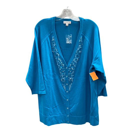 CARDIGAN by SUSAN GRAVER In BLUE, Size: 2X