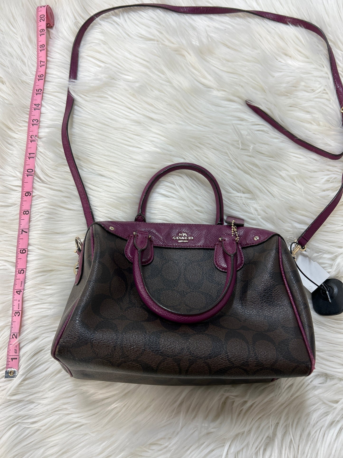 Handbag Designer By Coach In Brown & Purple, Size:Medium