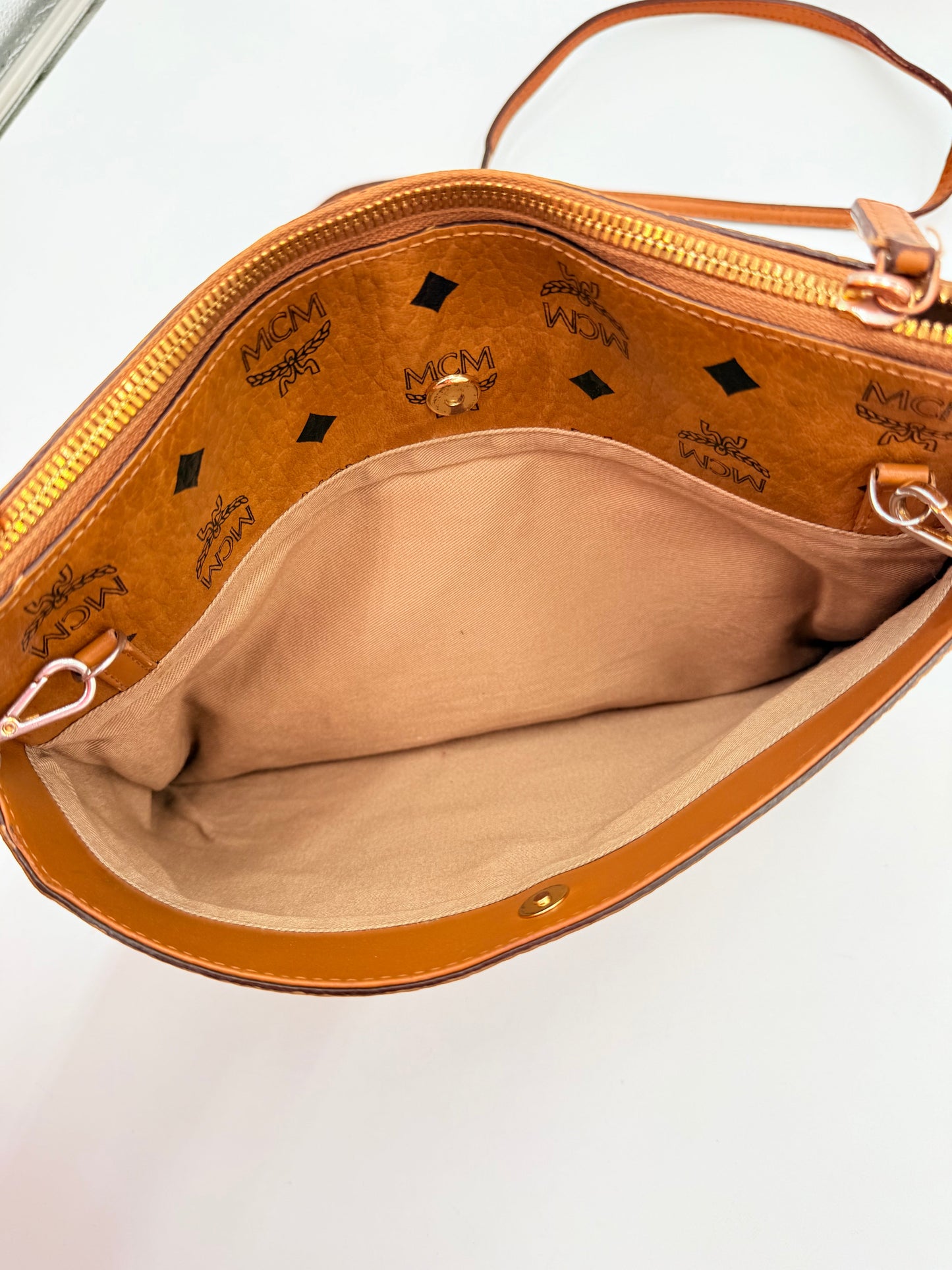 Crossbody Luxury Designer By Mcm In Tan, Size:Medium