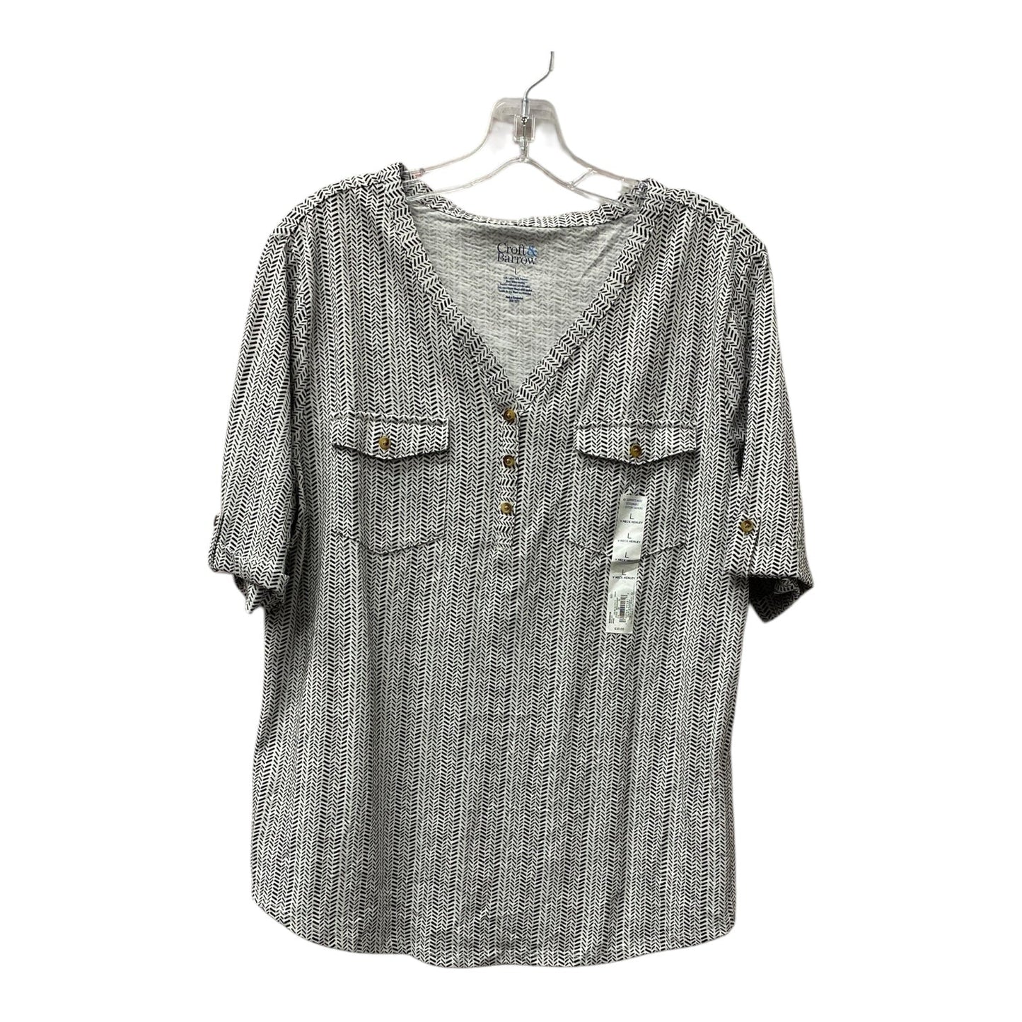 Top Ss Basic By Croft And Barrow In Black & White, Size:L