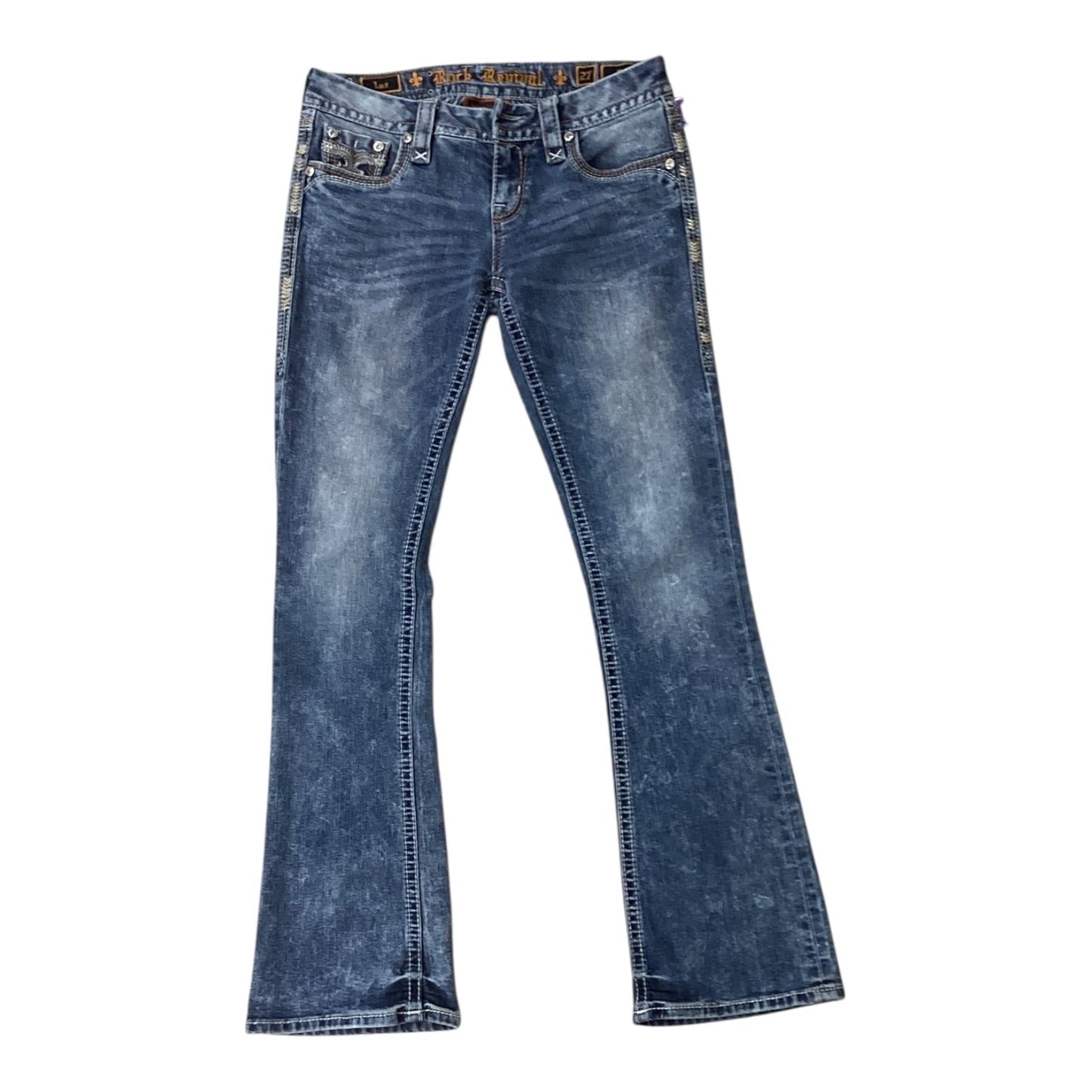 Jeans Boot Cut By Rock Revival In Blue Denim, Size:4
