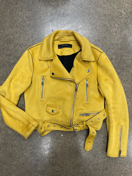 Jacket Moto By Zara Basic In Yellow, Size:M