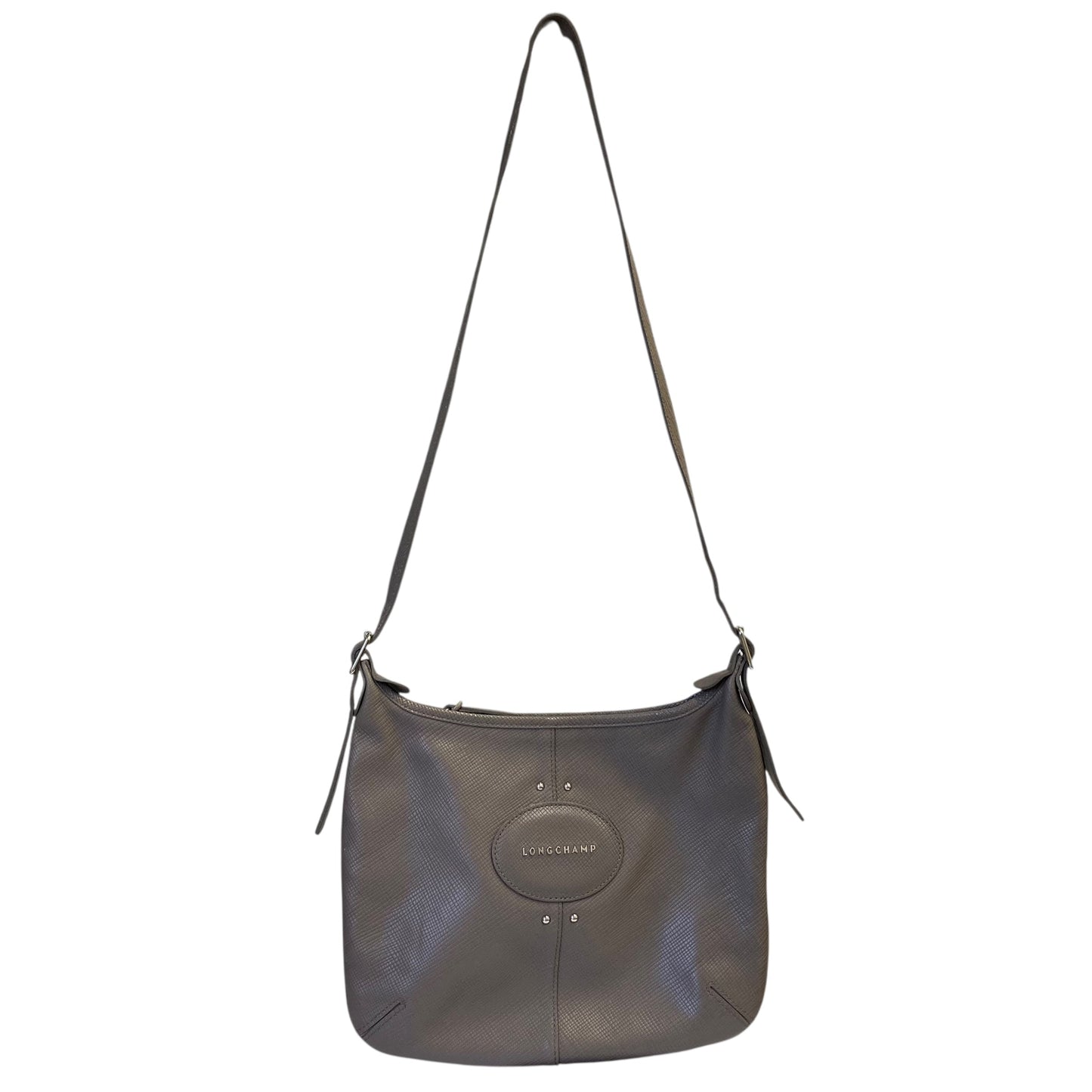 Handbag Designer By Longchamp In Taupe, Size:Medium