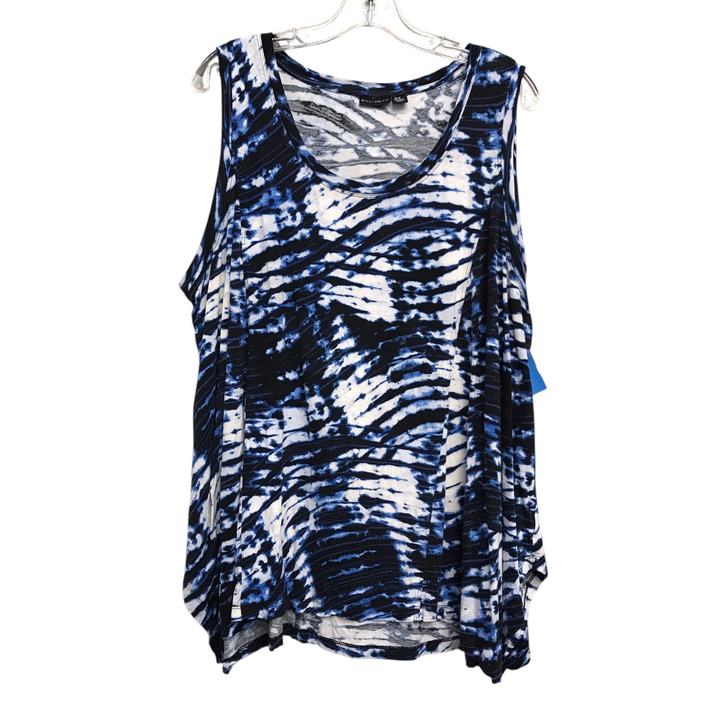 Top Sleeveless By Willi Smith In Blue & White, Size:2X