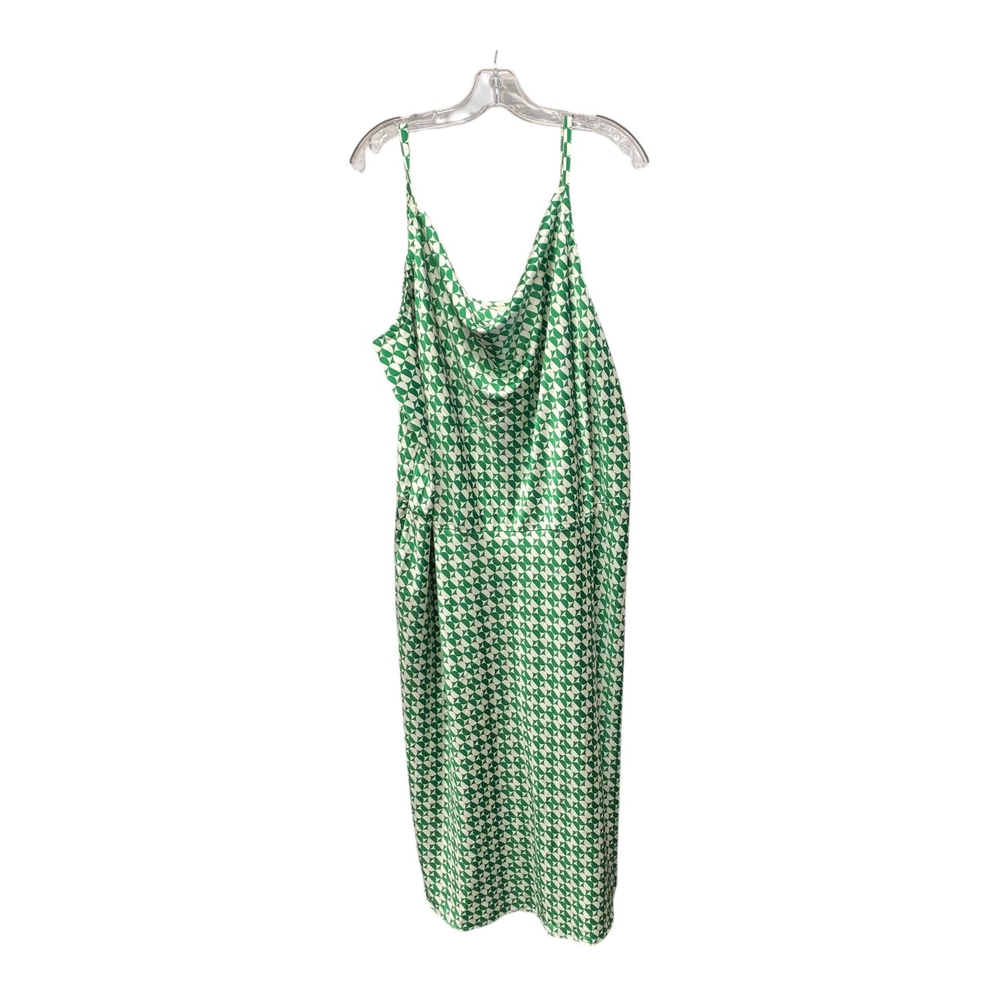 Dress Casual Midi By Ava & Viv In Green & White, Size:2X