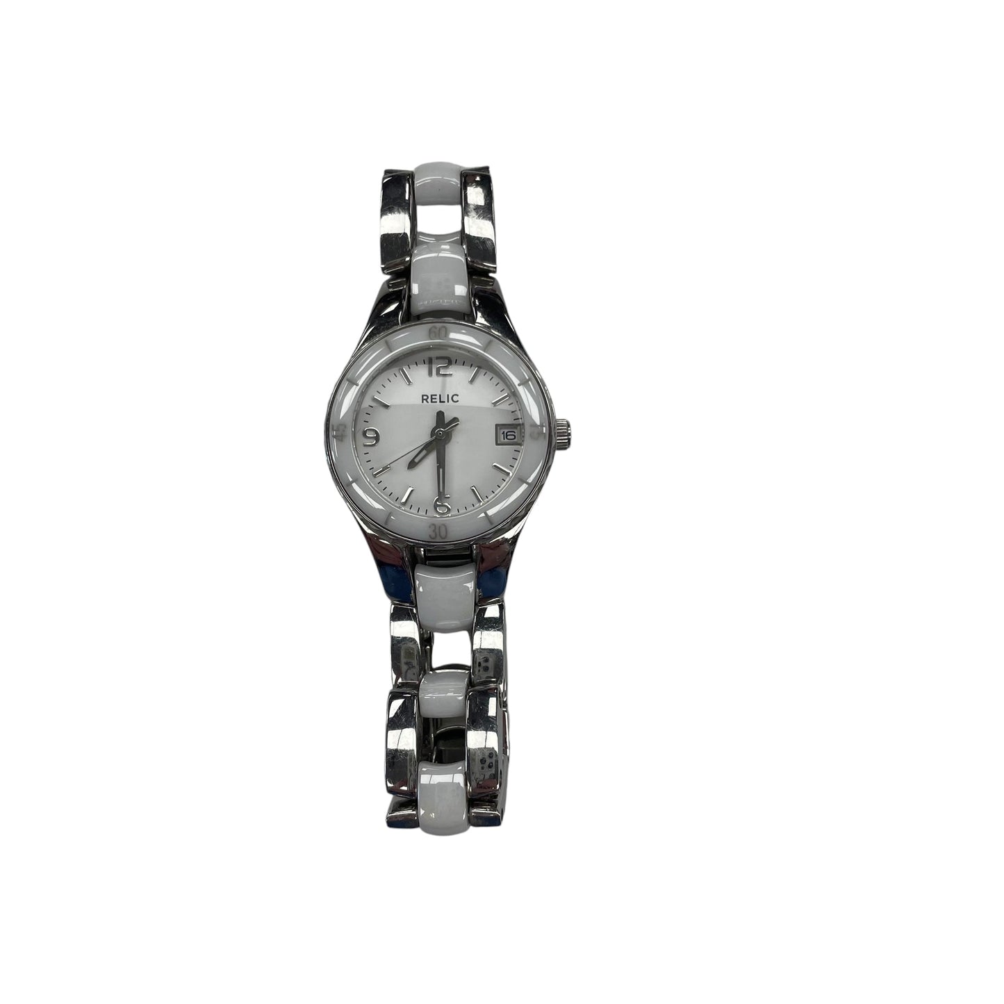 SILVER & WHITE WATCH by RELIC