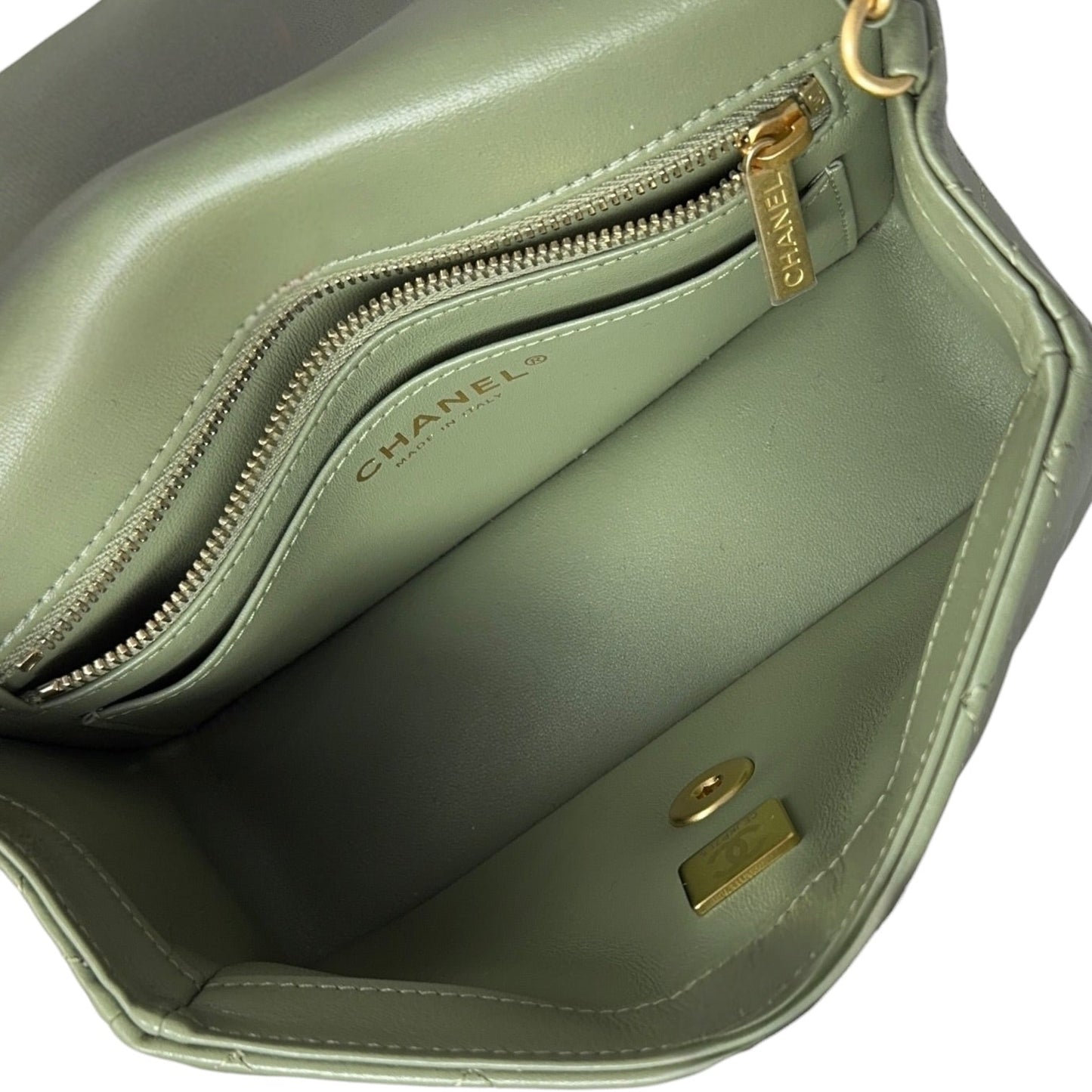 Quilted Lambskin Pearl Crush Mini Flap Handbag Luxury Designer By Chanel, Size: Small