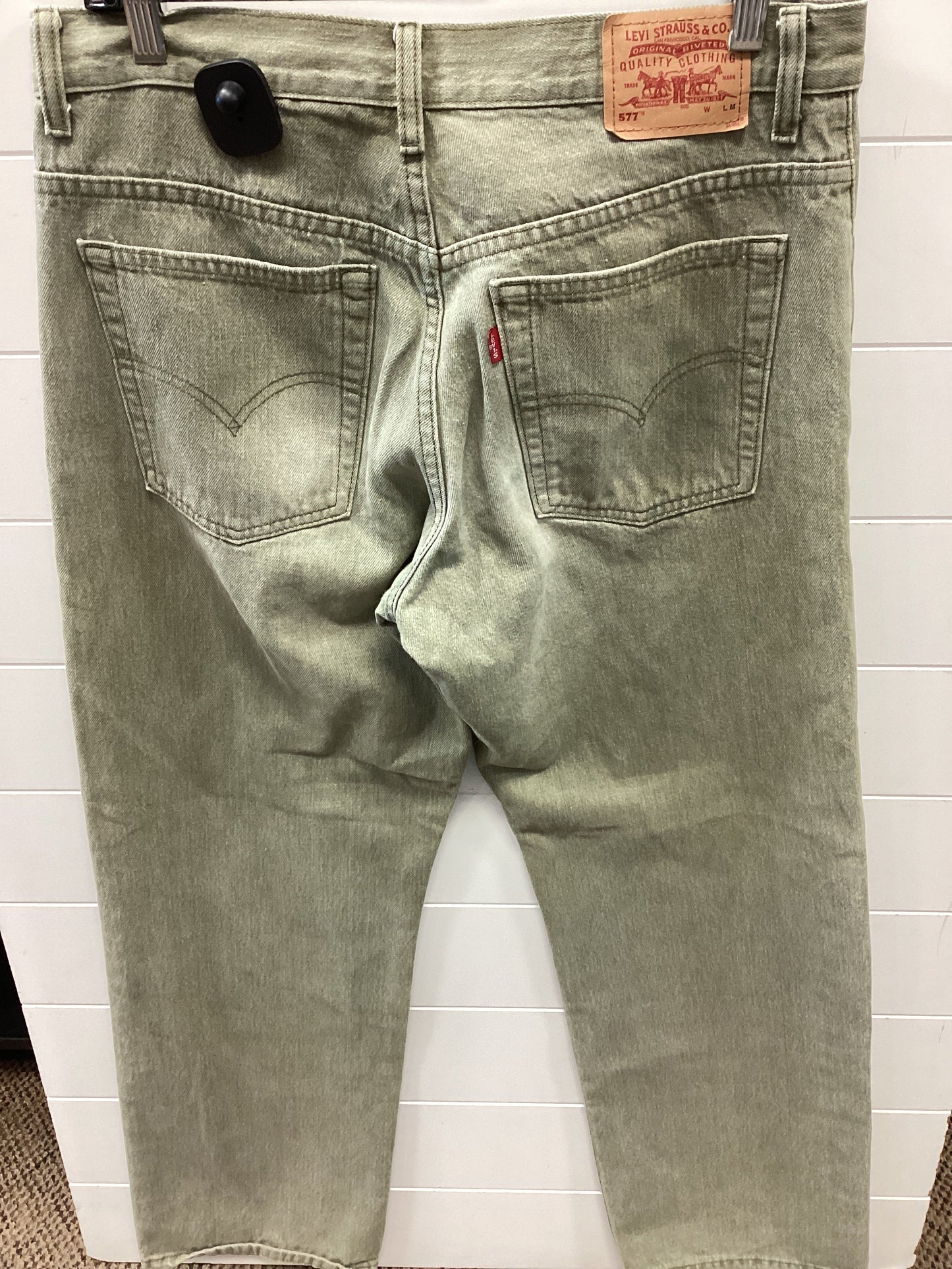 Jeans Straight By Levis In Green Denim, Size:10