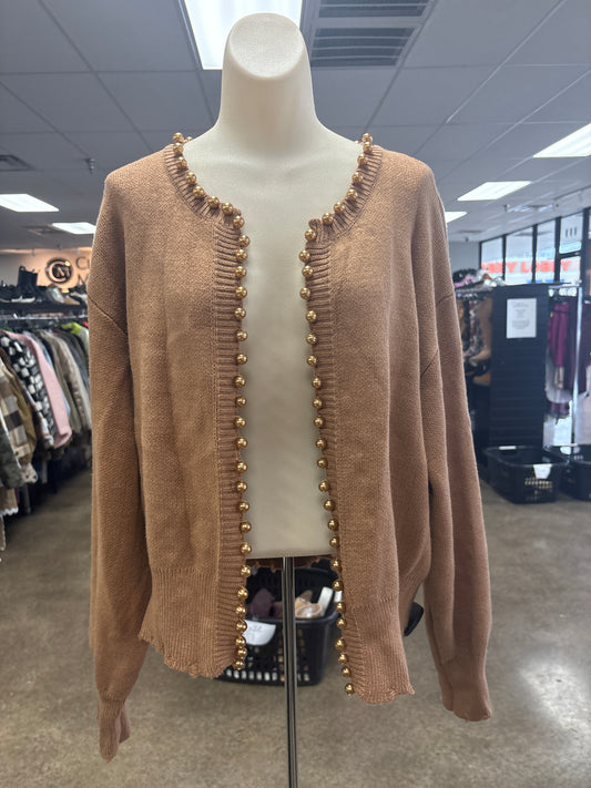 Sweater Cardigan By &Merci In Tan, Size:L
