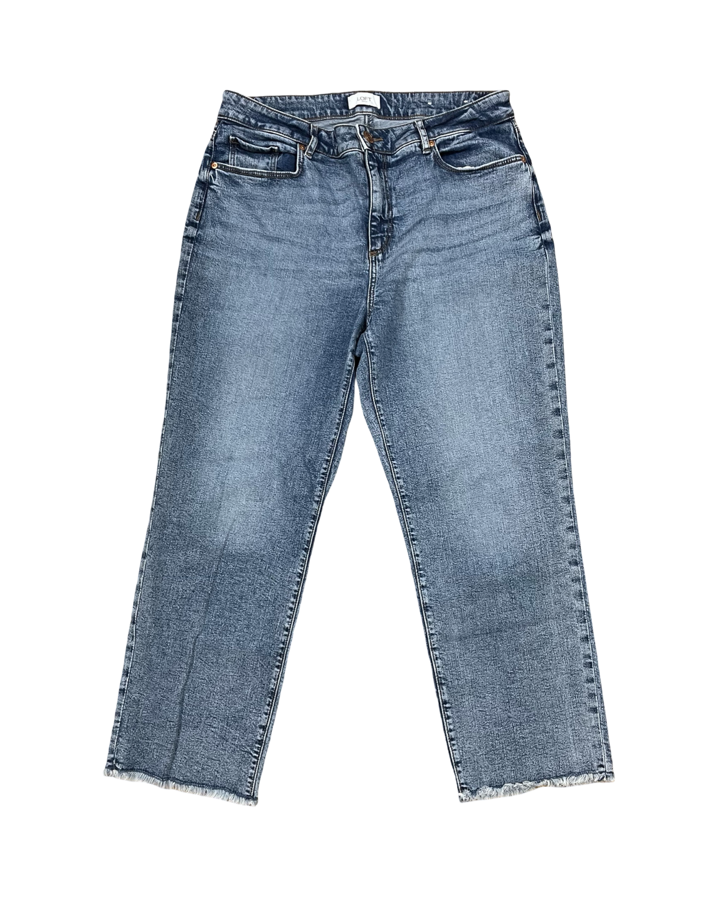 Jeans Cropped By Loft In Blue Denim, Size:12