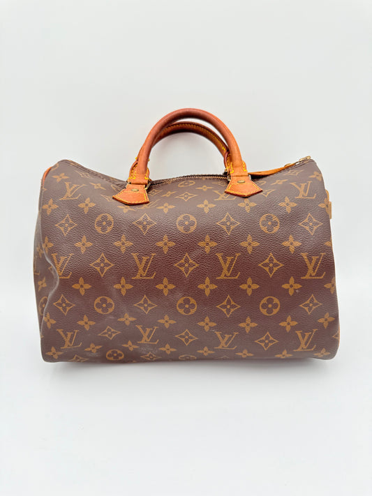 Handbag Luxury Designer By Louis Vuitton In Brown & Tan, Size:Medium