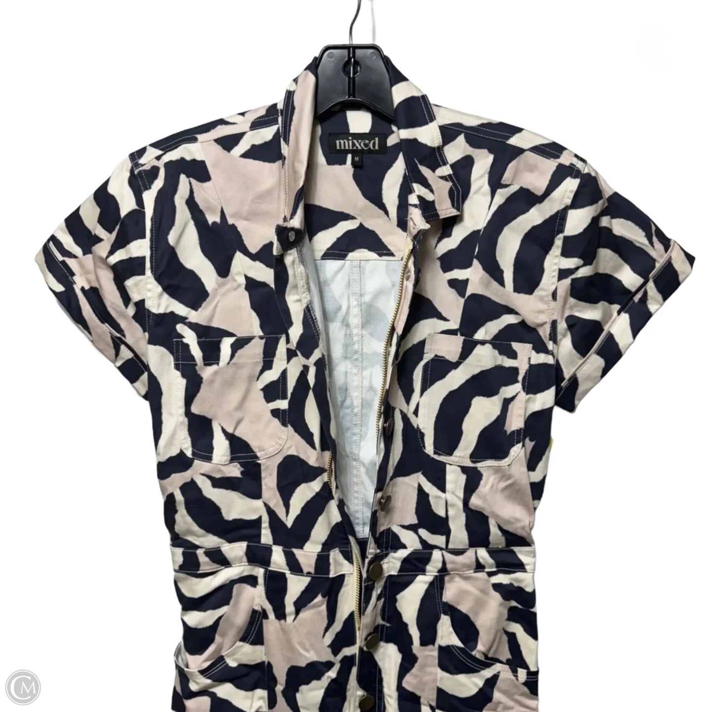 Jumpsuit By Mixed In Blue & Cream, Size: M