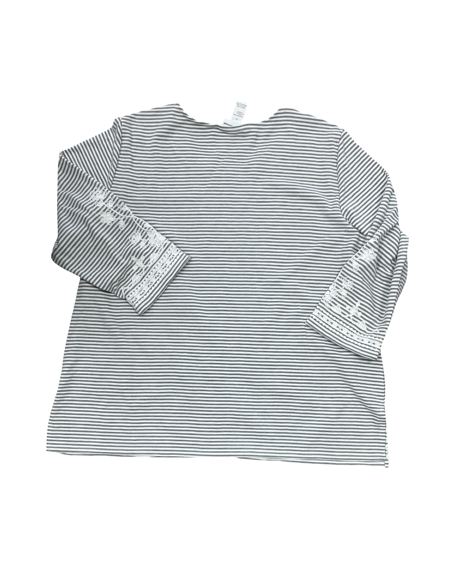Top 3/4 Sleeve By Alfred Dunner In Grey & White, Size:Xl