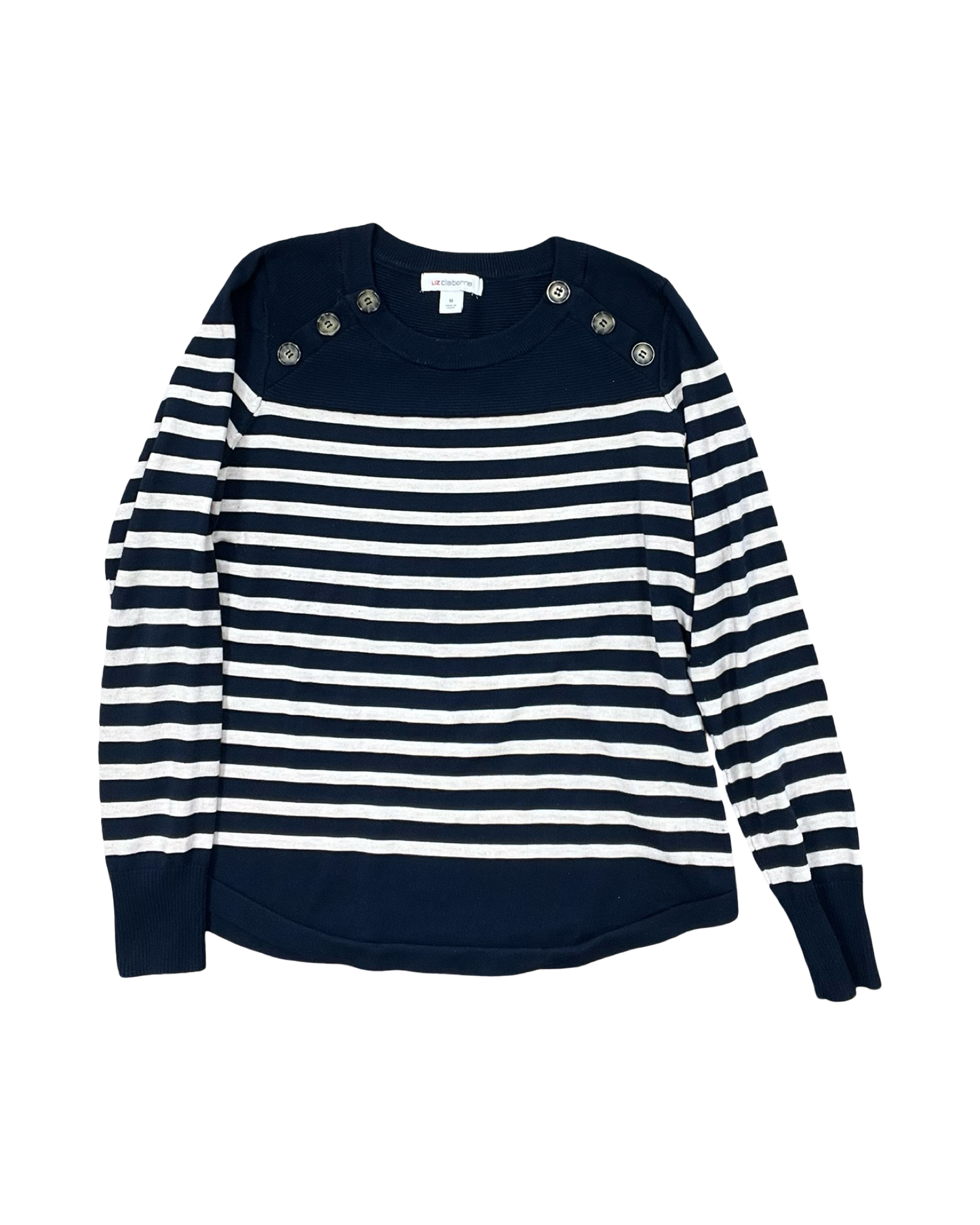 Top Ls By Liz Claiborne In Blue & Cream, Size:M