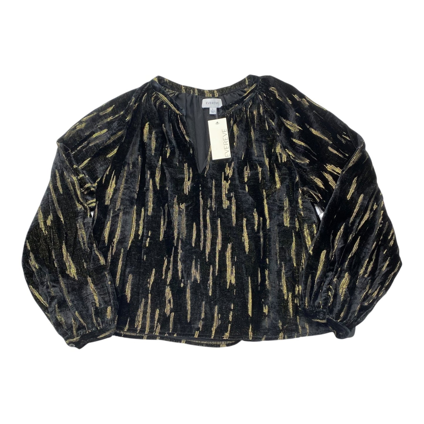 Top Ls By Evereve In Black & Gold, Size:L
