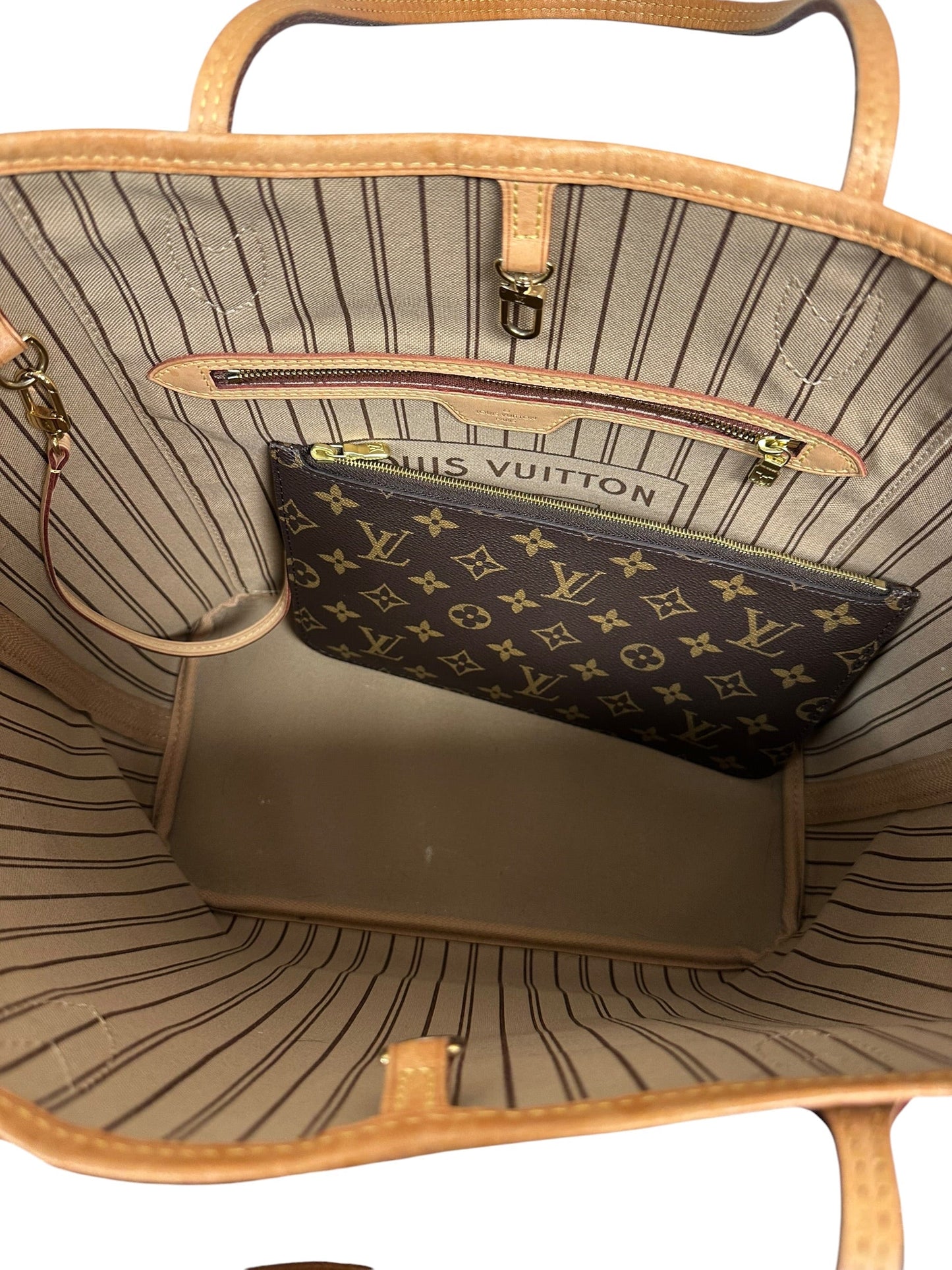 Tote Luxury Designer By Louis Vuitton In Brown & Tan, Size:Large